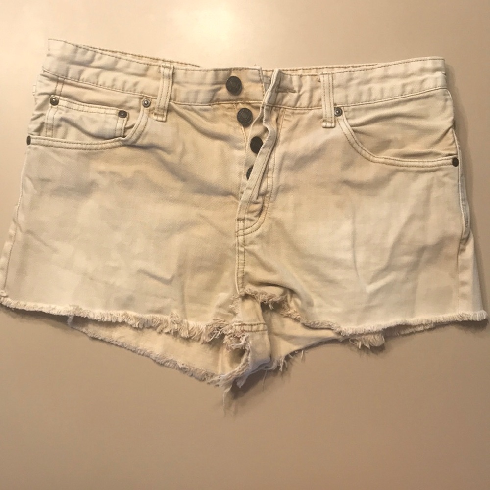 Free People tan denim cutoff shorts